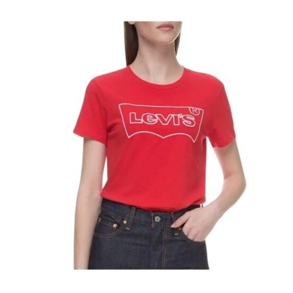 Levi's Housemark Logo Graphic Tee Red Jersey Knit Short Sleeve Crewneck L